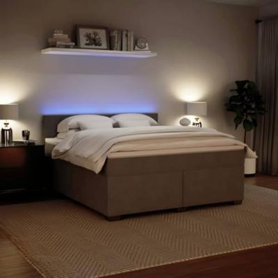 Boxspring met matras fluweel lichtgrijs 180x200 cm