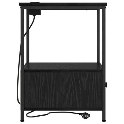 Nachtkastje met Oplaadstation met lade Zwart eiken Bewerkt hout