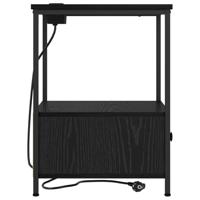 Nachtkastje met Oplaadstation met lade Zwart eiken Bewerkt hout - thumbnail