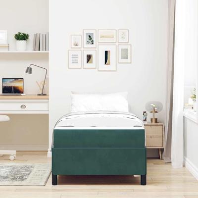 Bedframe Donkergroen, groen en wit 90 x 190 cm Fluweel
