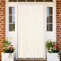 VidaXL Vliegengordijn 118x220 cm chenille beige en wit - thumbnail