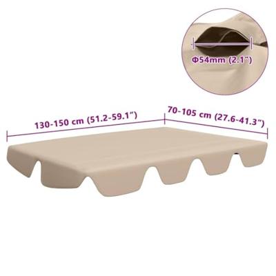 Vervangingsluifel voor schommelbank 150/130x105/70 cm beige - thumbnail