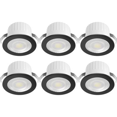 LED Veranda Spot Verlichting 6 Stuks - Brinton Glowix - 3W 260 lm 38D - Natuurlijk Wit 4000K - Inbouw - Rond - Zwart - Ø44mm Buitenmaat - Ø32mm Zaagmaat