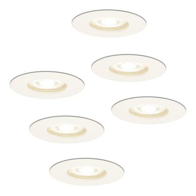 Set van 6 Bari LED Inbouwspots - 4 Watt 345 Lumen - 4000K neutraal wit - GU10 - Dimbaar - Rond - IP64 Waterdicht - Wit - Voor binnen, buiten en badkamer