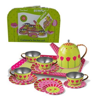 Simply For Kids tinnen tulpen theeservies in koffer Simply For Kids tinnen tulpen theeservies in koffer