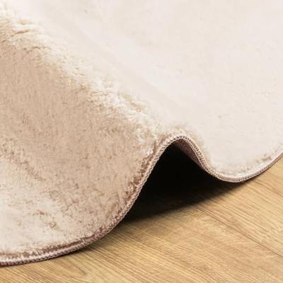 Vloerkleed laagpolig zacht en wasbaar 120 cm beige Vloerkleed laagpolig zacht en wasbaar 120 cm beige