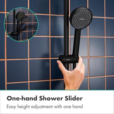 hansgrohe Activera S doucheset 95 - 2jet - EcoSmart unica - met glijstang 65cm - mat zwart 28044670 hansgrohe Activera S doucheset 95 - 2jet - EcoSmart unica - met glijstang 65cm - mat zwart 28044670