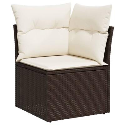 6-delige Loungeset met kussens poly rattan bruin - thumbnail