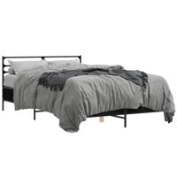 Bedframe LED bewerkt hout metaal zwart 140x190 cm - thumbnail
