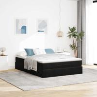 Ottoman bed met matras 140x190cm fluweel zwart - thumbnail