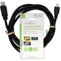 Nedis CVGL34700BK20 High Speed ??hdmi™-kabel Met Ethernet Hdmi™ Connector Hdmi™ Micro-connector 4k@30hz 10.2 Gbps 2.00 M Rond Pvc Zwart Label - thumbnail