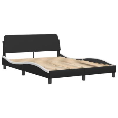 Bedframe met LED-verlichting kunstleer zwart en wit 140x200 cm - thumbnail
