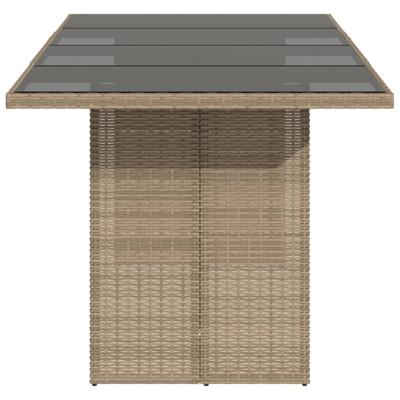 Tuintafel met glazen blad 190x80x74 cm poly rattan beige - thumbnail