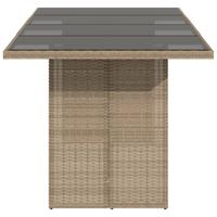 Tuintafel met glazen blad 190x80x74 cm poly rattan beige - thumbnail