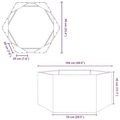 VidaXL Plantenbak zeshoek 104x90x45 cm staal antracietkleurig VidaXL Plantenbak zeshoek 104x90x45 cm staal antracietkleurig