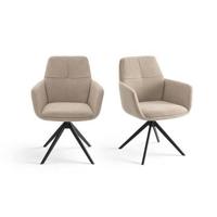 Furnihaus Draaibare Eetkamerstoelen Milou met armleuning Beige 2st - thumbnail