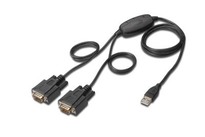 Digitus USB 1.1, Serieel Adapter [1x USB-A 2.0 stekker - 2x D-sub stekker 9-polig] DIGITUS - USB 2.0 zu 2x RS232-Kabel 1.20 m