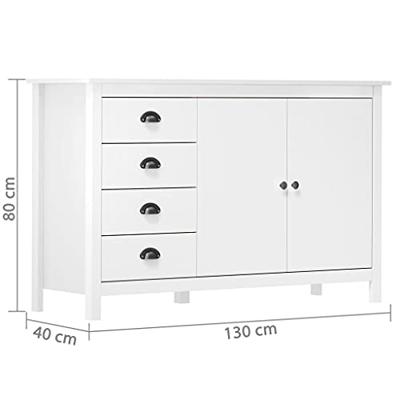 Dressoir Hill 79x40x80 cm massief grenenhout wit