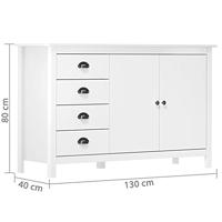 Dressoir Hill 79x40x80 cm massief grenenhout wit - thumbnail