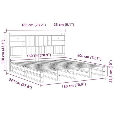 Bed met boekenkast zonder matras grenenhout wit 180x200 cm