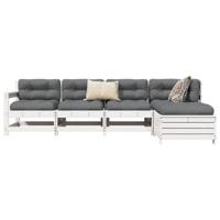 5-delige Loungeset massief grenenhout wit - thumbnail