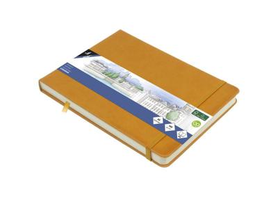 Kangaro Schetsboek - Landscape Okergeel - Hardcover - 80 vellen - 140g - Roomwit Papier met Elastiek en Lint