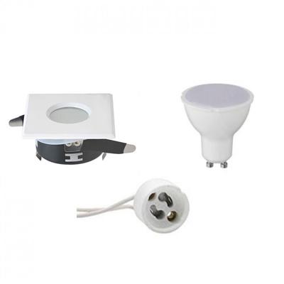 LED Inbouwspot Set GU10 - Waterdicht IP65 - Vierkant - Mat Wit - 4W - 3000K