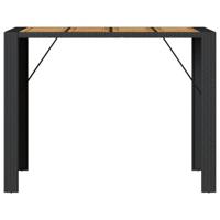 Tuinbartafel acaciahouten blad 145x80x110 cm poly rattan zwart - thumbnail