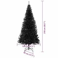 VidaXL Kerstboom met 300 led met standaard zwart 210 cm pvc - thumbnail