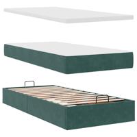 Ottoman bed met matrassen 160x200cm fluweel donkergroen - thumbnail