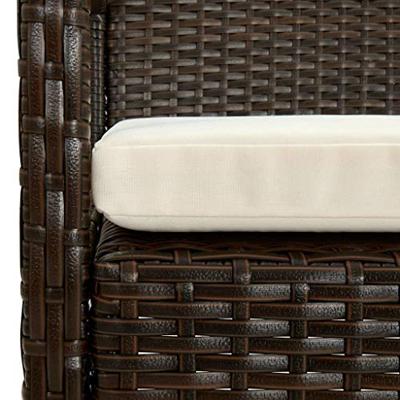 Tuinstoel met kussen poly rattan bruin