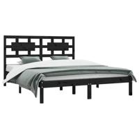 Bedframe massief grenenhout zwart 200x200 cm - thumbnail