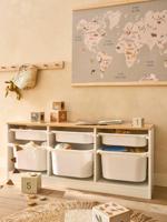 Horizontale opbergkast met plastic bakken wit - thumbnail