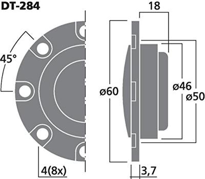 Monacor DT-284 Dome-tweeter 60 W 4 Ω