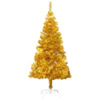 VidaXL Kunstkerstboom met standaard 120 cm pet goudkleurig - thumbnail