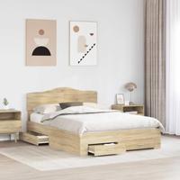 Bedframe met hoofdeinde Sonoma Eiken 150 x 200 cm Bewerkt hout - thumbnail