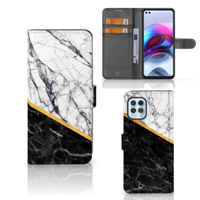Motorola Moto G100 | Bookcase | Marmer Wit Zwart - Origineel Cadeau Man - thumbnail