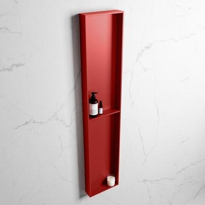 MONDIAZ EASY Nis 89,5x29,5cm in solid surface kleur Fire | Fire. 2 vakken geschikt voor in- of opbouw MONDIAZ EASY Nis 89,5x29,5cm in solid surface kleur Fire | Fire. 2 vakken geschikt voor in- of opbouw