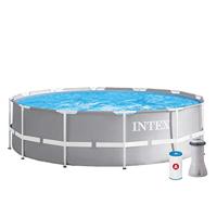 Intex 26716 bovengronds zwembad Zwembad met frame Rond 8592 l Grijs - thumbnail