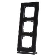 Gira Esprit afdekraam 3-voudig zwart glas rechte hoeken 021305 - thumbnail