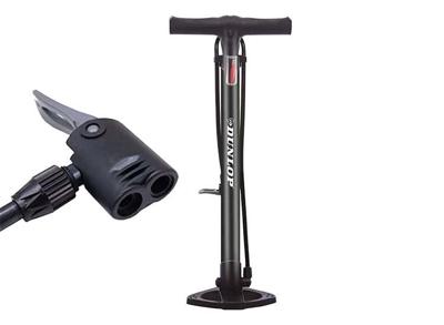 Dunlop Fietspomp staand met Extra Ventielen Zwart