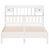 Bed met boekenkast zonder matras grenenhout wit 140x190 cm - thumbnail