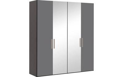 Goossens Kledingkast Easy Storage Ddk, Kledingkast 203 cm breed, 220 cm hoog, 2x glas draaideur en 2x spiegel draaideur midden