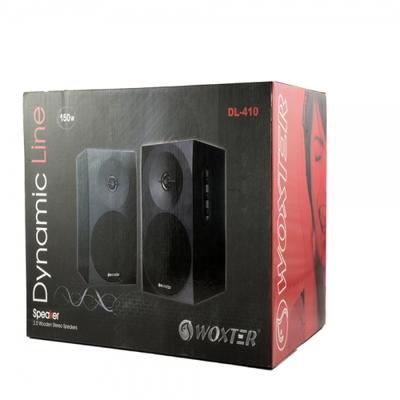 Woxter Dynamic Line 410 stereo luidspreker 2.0, zelfversterkend, met 150 W vermogen, hout, 4 inch woofers, 2 tweeters, 3,5 mm, RCA, volumeregeling, hoge tonen, bas, zwart