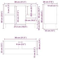 Wastafelkast met lade Zwart Eiken 80 x 33 x 60 cm Bewerkt hout - thumbnail