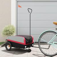 VidaXL Fietstrailer 30 kg ijzer zwart en rood - thumbnail