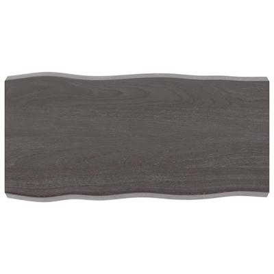 Tafelblad natuurlijke rand 80x40x(2-6) cm eikenhout donkerbruin