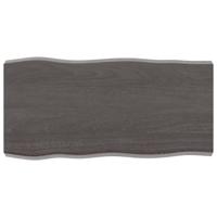 Tafelblad natuurlijke rand 80x40x(2-6) cm eikenhout donkerbruin - thumbnail
