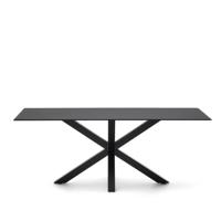 Kave Home Eettafel 'Argo' Glas, 200 x 100cm, kleur Mat Zwart - thumbnail