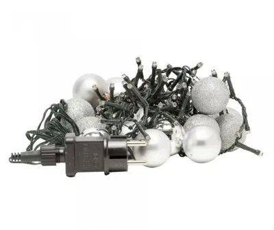Kerstverlichting met Kerstballen Frosty Silver 14m Kerstverlichting met Kerstballen Frosty Silver 14m